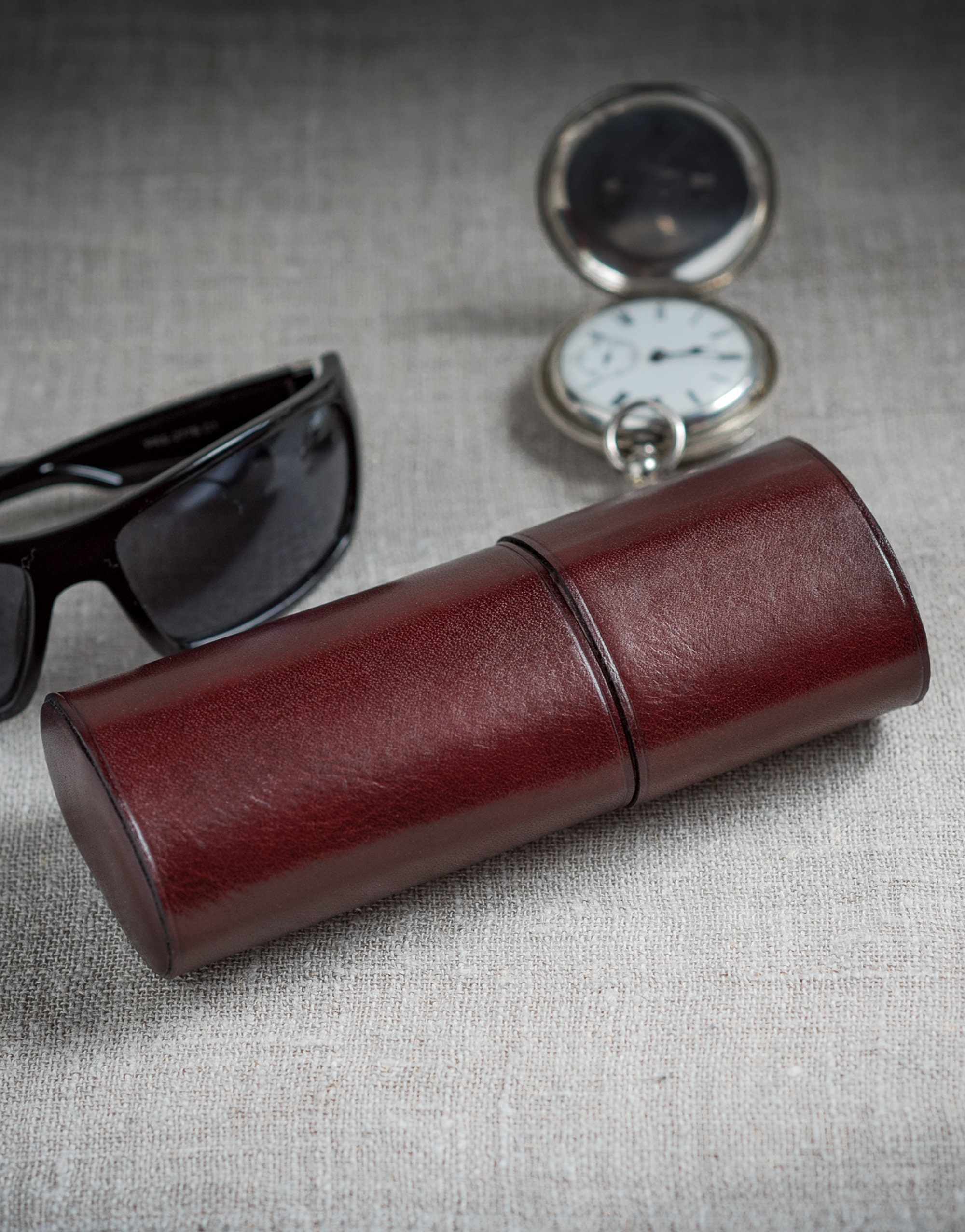 Hard Sunglass Case No. 251 | Vintage Chestnut Leather Eyewear Case | Ghurka Chestnut