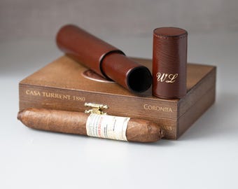 Aangepaste sigarenreisetui leer, gepersonaliseerde sigarendoos, sigarenhouder cadeau voor bruidegom, gegraveerde sigarenkoker, sigarenkoker voor getuige