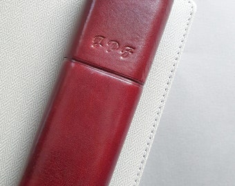 Estuche para pluma estilográfica, Estuche para pluma de cuero burdeos, Estuche para pluma estilográfica con divisor, El mejor regalo personalizado para ella, Estuche de lujo para pluma, Estuche para lápices