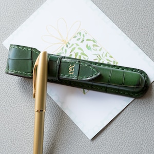 Portapenne in pelle di coccodrillo, Portapenne stilografiche personalizzato, Portapenne personalizzato, Portapenne di lusso, Astuccio per penne grandi, Portapenne inciso