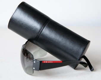 Hard leather eye glasses case, Sunglasses case for men, Large leather glasses case, Shell glasses case, Personalized glasses case for him