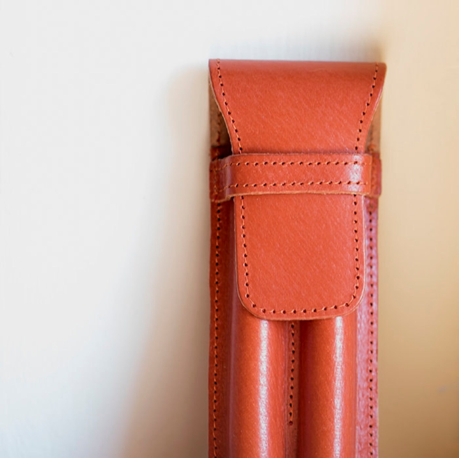 Orange Leather Pen Case Fountain Pen Case Pencil Case 2 Pen Etsy