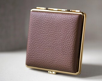 Personalized leather cigarettes case for women and men: pocket size, hold regular 20 cigarettes