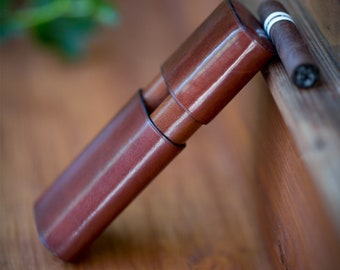 Custom cigar tube case leather 2 cigar, Cigar holder gift for father, Personalized cigar case for groomsmen, Cigar travel case gift for him