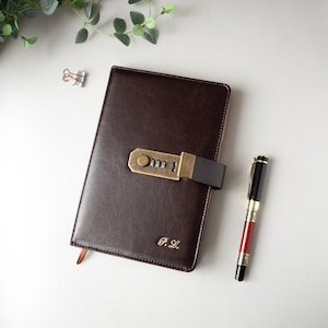 Personalized Leather Journal: A5 Refillable Notebook with Lock