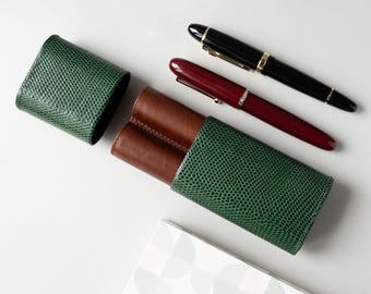 Gepersonaliseerde leren etui: Montblanc 149, etui met krokodil, aangepaste gegraveerde initialen