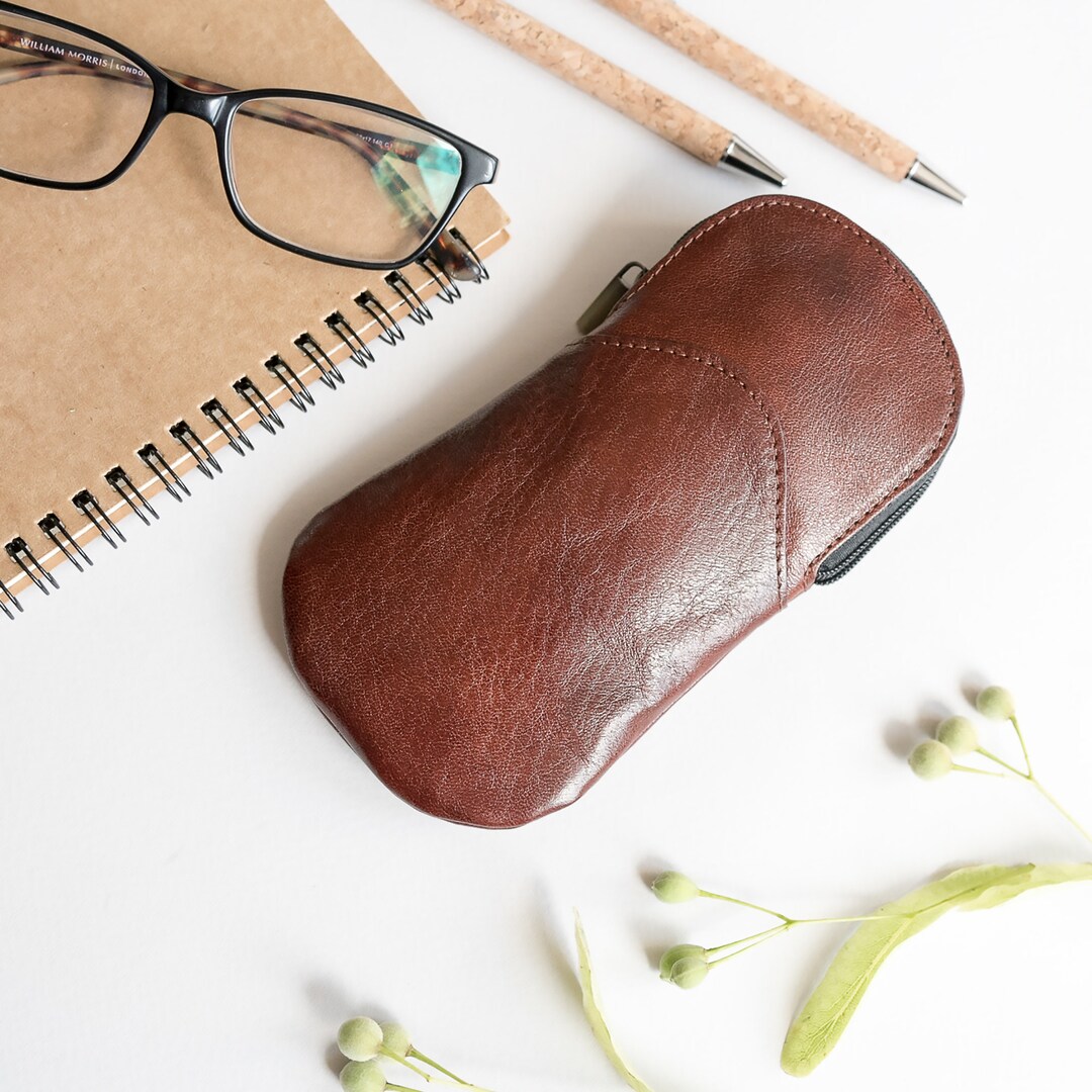 Zipped Sunglass Case Gift for Him, Leather Glasses Case for Men
