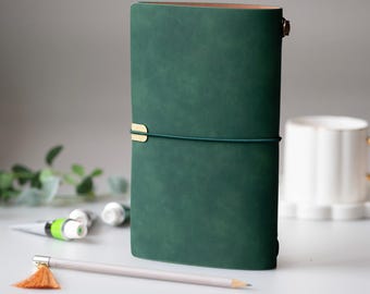 Reisdagboek met 3 hervulbare notitieboeken: suède omslag, raster, gelinieerd en gestippeld - 99 pagina's