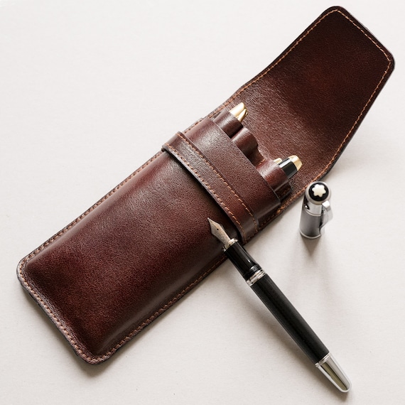 Leather Fountain Pen Case, Genuine Leather Pen Case