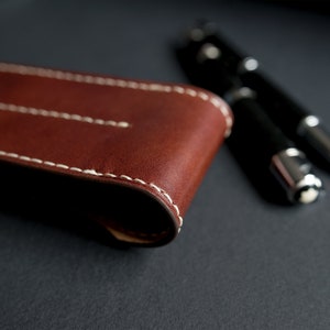 Coffee Bean Leather 2-pen Case: Luxury Personalized Fountain Pen Holder, Premium Pen Pouch - View #5