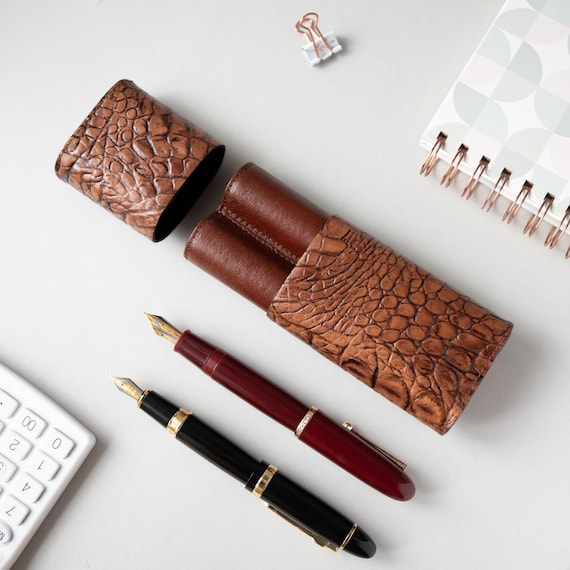 Fountain Pen Case Fits Montblanc 149: Custom Engraved Brown
