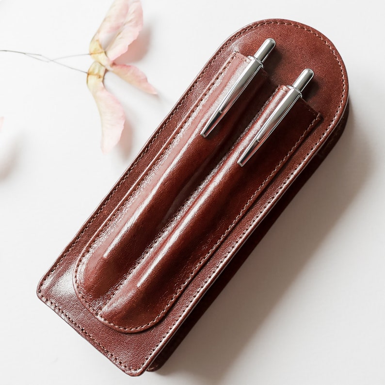 Leather Glasses Case With Pen Holder Sunglass Case Etsy