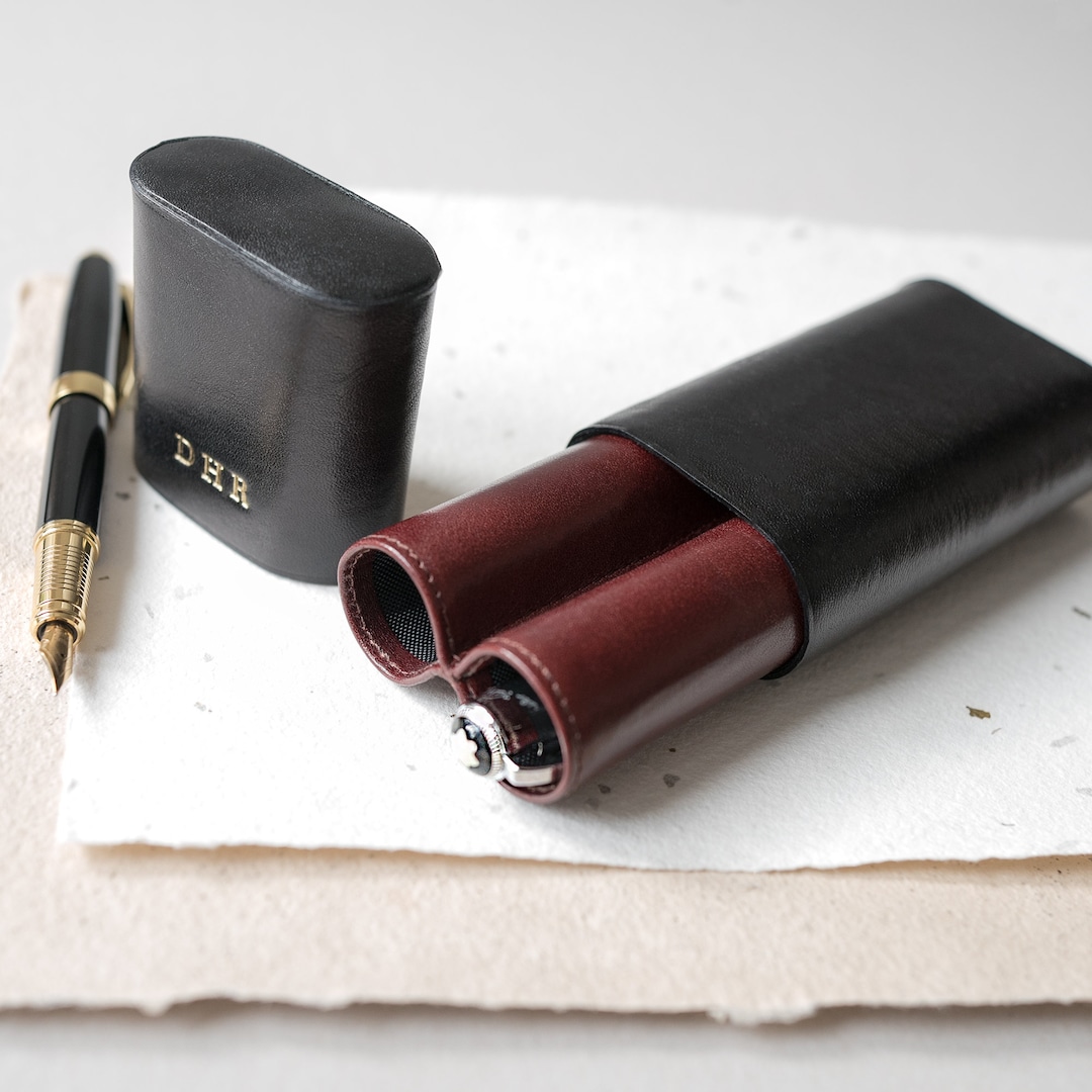 2 Fountain Pen Case, Leather Pen Case For, Personalised Pen Sleeve Two