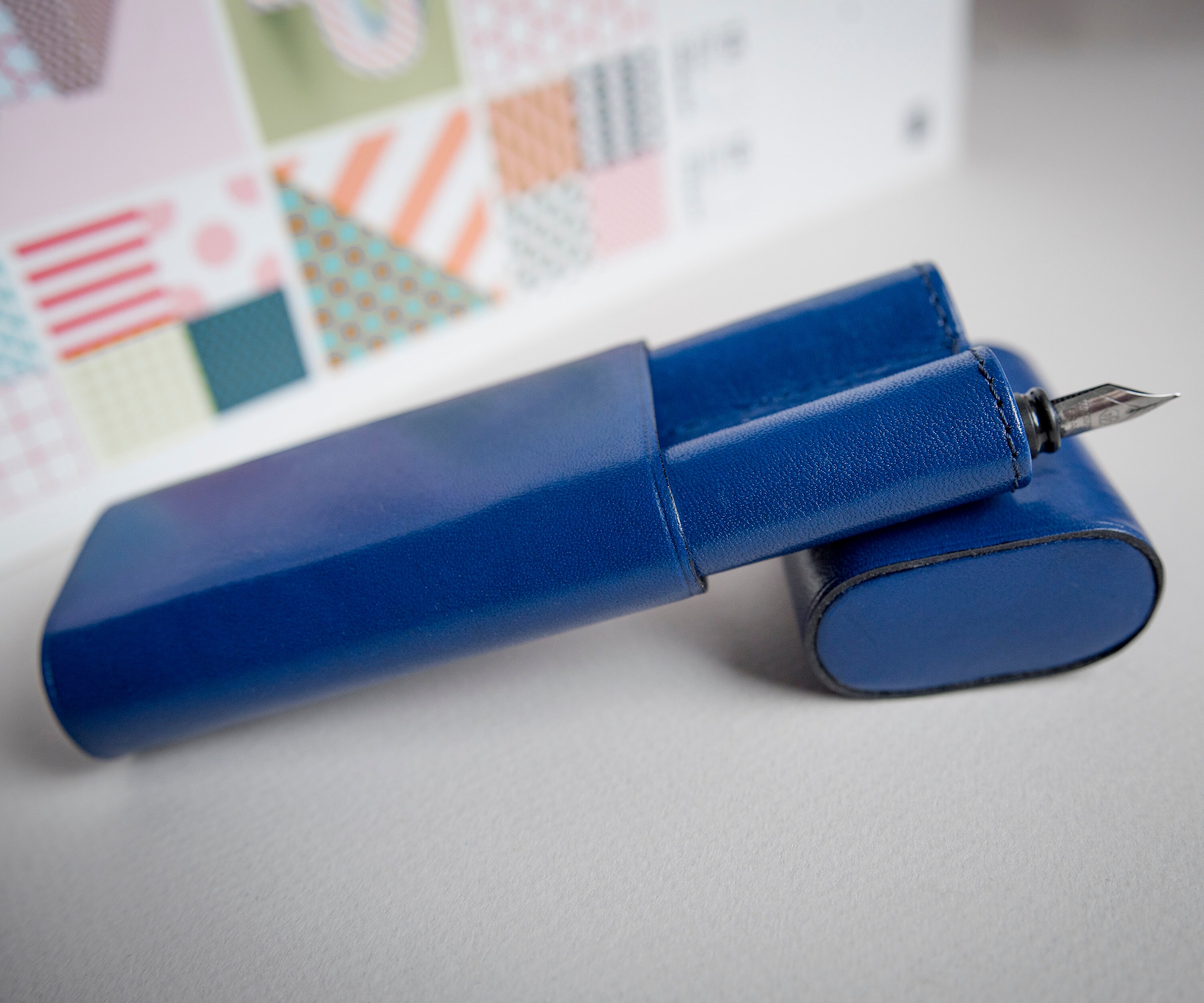 Leather Pen Case for Men Blue Fountain Pen Case Pen Sleeve Etsy UK