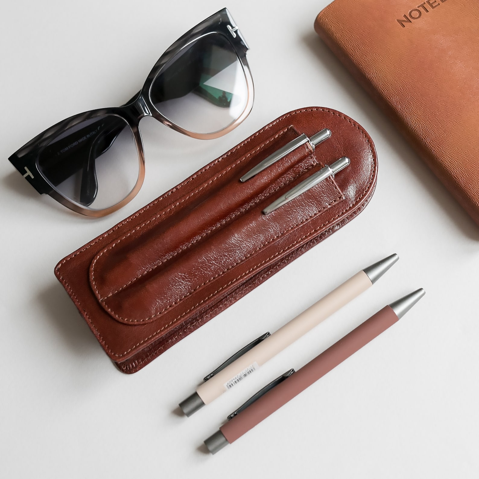 Leather Glasses Case With Pen Holder Sunglass Case Etsy