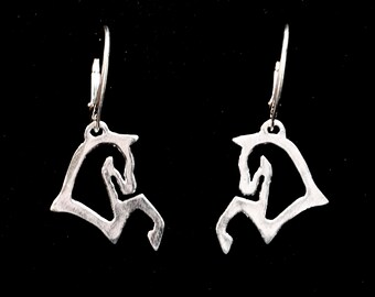 Sterling Silver Open Horse Earrings Hand Carved