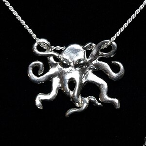 Octopus Pendant Necklace Sterling Silver Nautical Jewelry