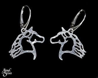 Open Design Horse Solid Sterling Silver Earrings