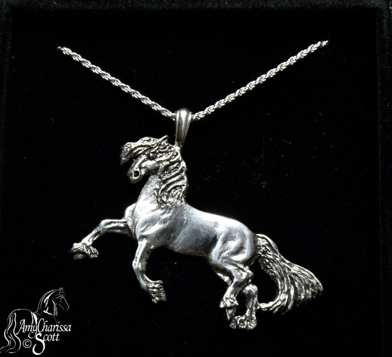 Jewelexcess Sterling Silver Diamond Accent Horse Pendant Necklace