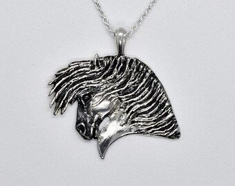 Horse Sterling Silver Necklace Windblown Oxidized Finish
