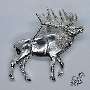 Bull Elk Bugling Full Body Solid Sterling Silver Pendant Necklace Wildlife Jewelry