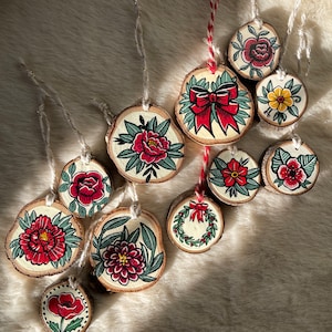 Hand Painted Floral Christmas Ornaments