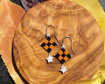Checkered Babies Halloween Edition Beaded Earrings with Star