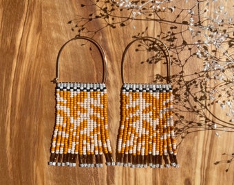 Matisse Inspired Beaded Earrings in Pale Pumpkin