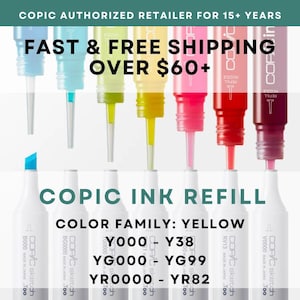 Y0000 - YR82 * COPIC Ink Refill Yellow, Yellow Green, Yellow Red - U.S. Authorized Retailer