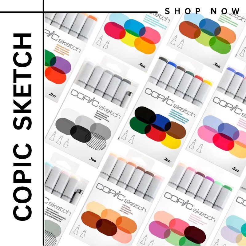 Copic Pale Pastels Alcohol Sketch Brush Markers Set of 6, Brand