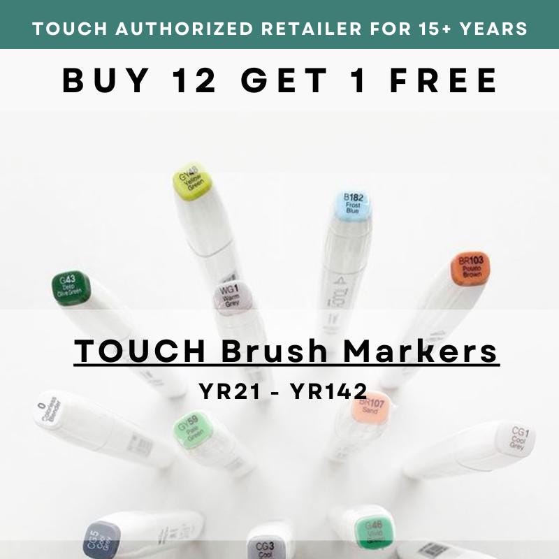 Marqueurs Shinhan Touch Twin Lot 12 Bleu Gris - Double Pointe Fine/Large - Encre Rechargeable