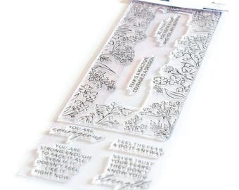 Pinkfresh Studio Floral Stamp Set | Card Making, Scrapbooking, Journaling Clear Stamps