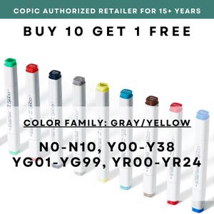 N0 - N10 a Y00 - Y38 a YG01 - YG99 e YR00 - YR24 - * COPIC Original Marker Gray - Rivenditore autorizzato negli Stati Uniti