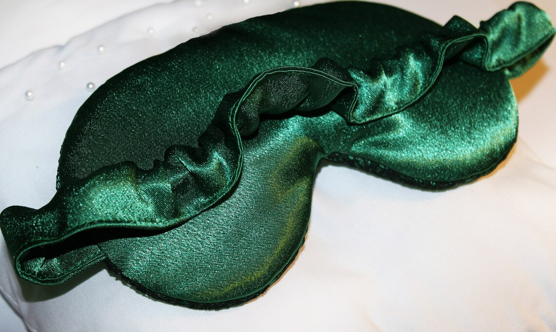 Green satin sleep mask Cute sleeping mask Green satin Etsy