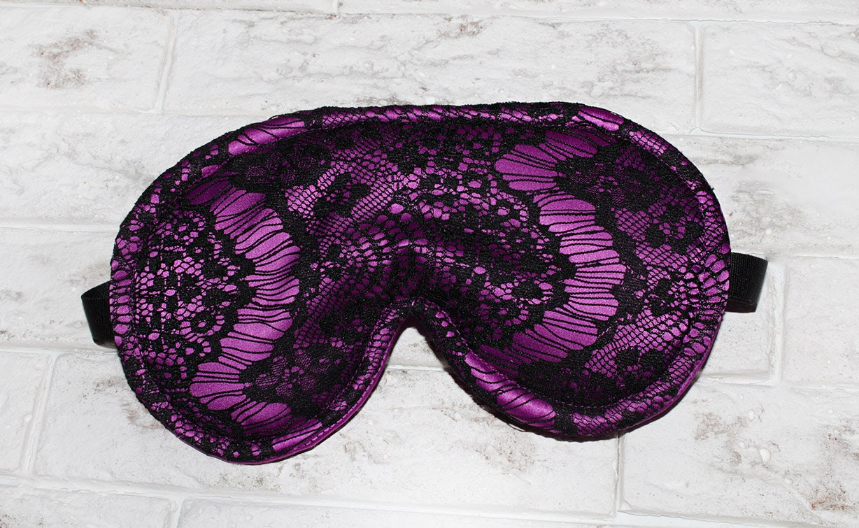 Purple satin sleep mask Satin sleeping mask Purple eyemask Etsy Polska