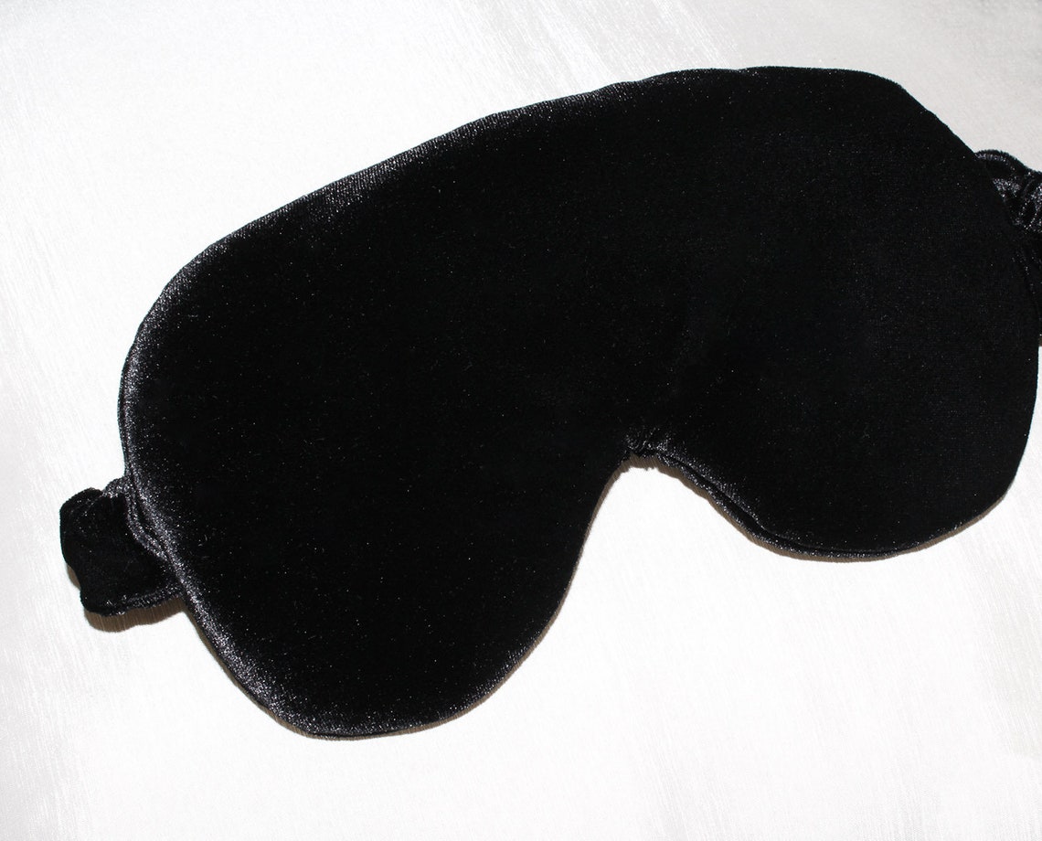 Black velvet sleep mask Velvet sleeping mask Plush sleeping Etsy