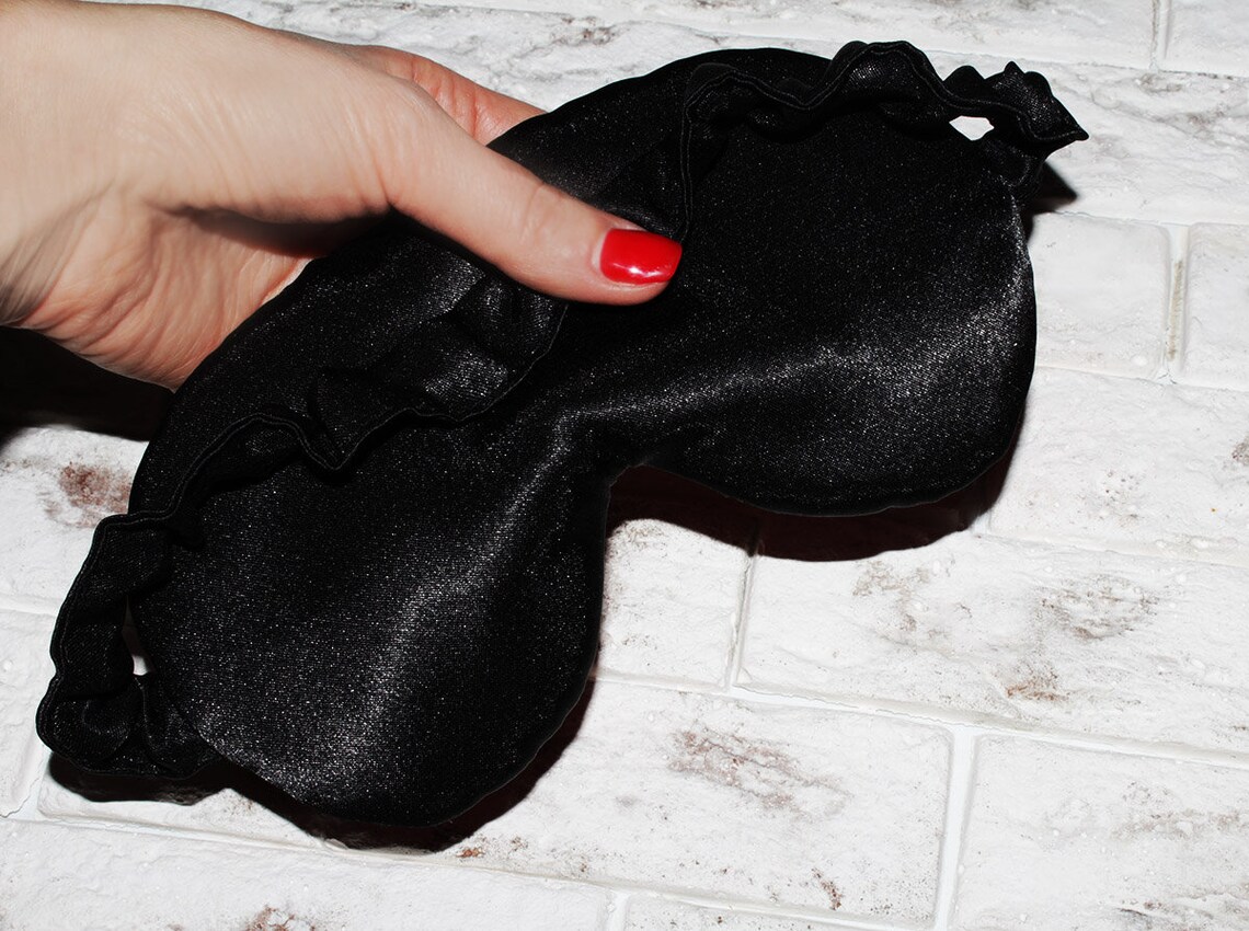 Red Satin and Black Lace Sleep Mask Women Sleeping Mask Lace Etsy
