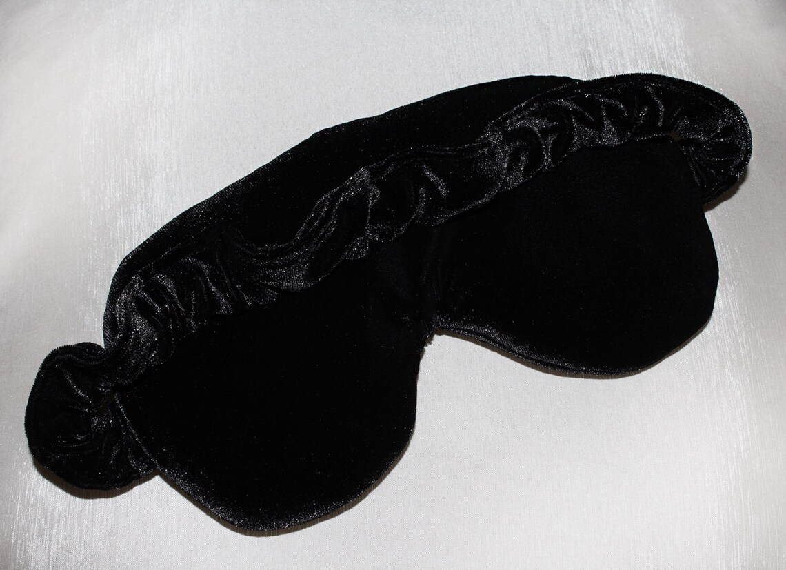 Black velvet sleep mask Velvet sleeping mask Plush sleeping Etsy