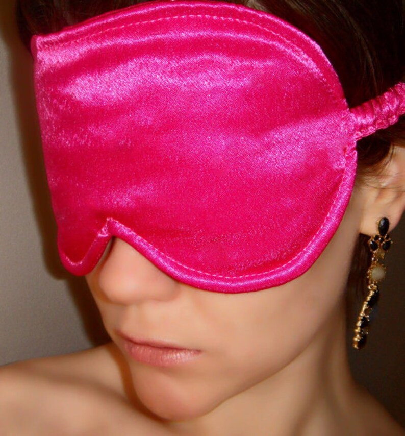 Satin Fuchsia Pink Sleeping Mask Women Pink sleeping mask Etsy