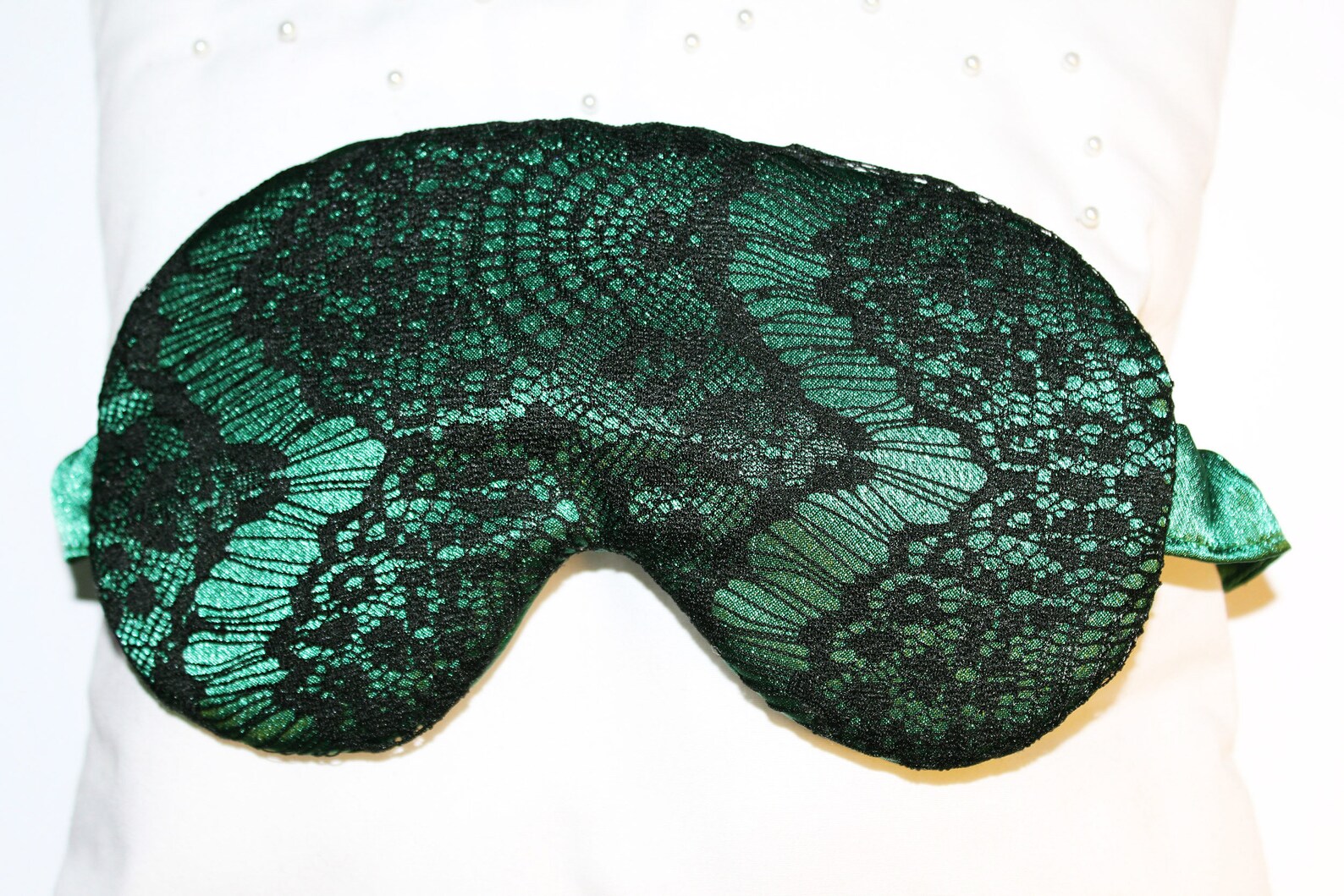 Green satin sleep mask Cute sleeping mask Green satin Etsy