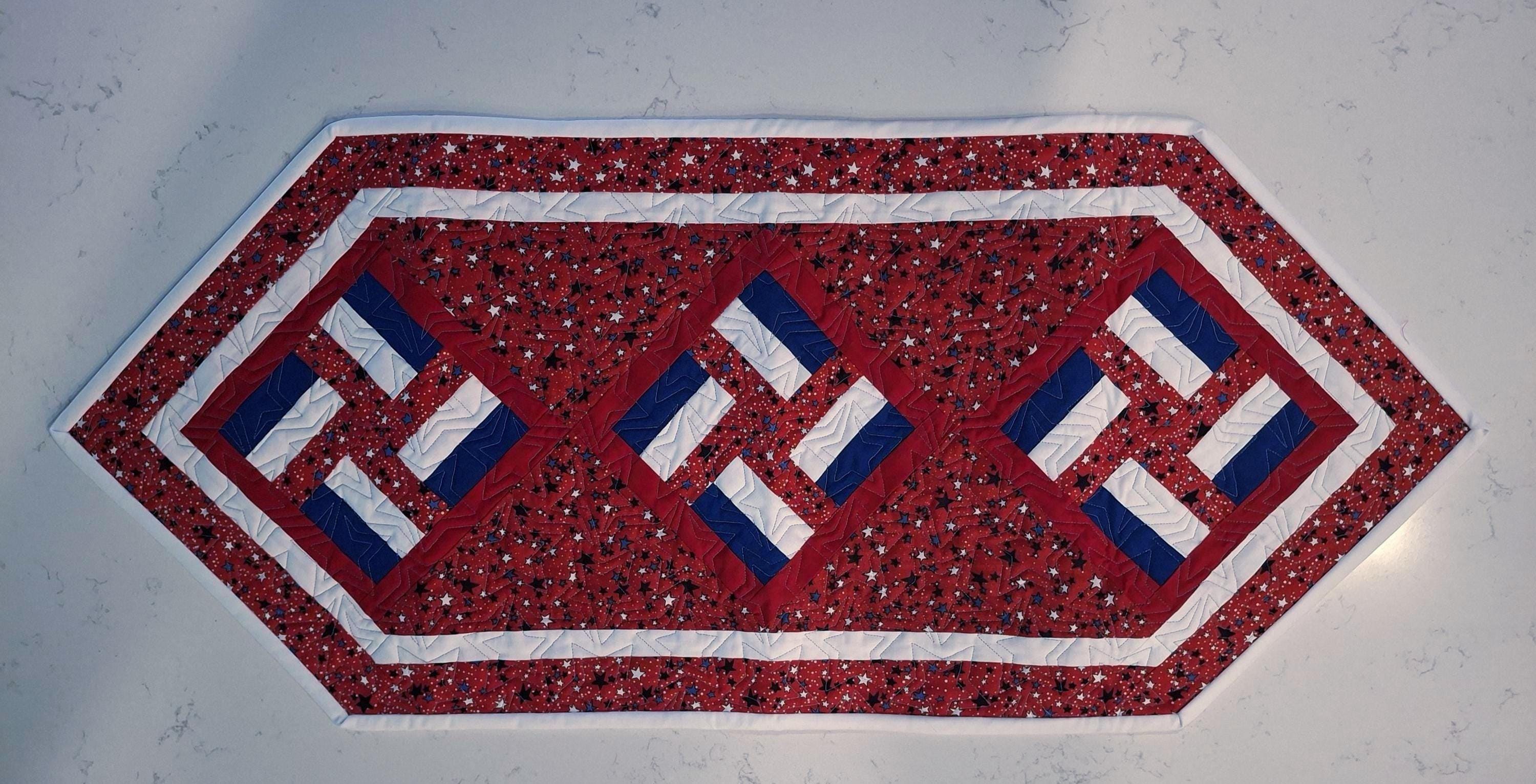 Let the Fireworks Begin, Red, White and Blue Quilted Table Topper - Etsy