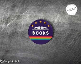 Retro Books Vinyl Sticker