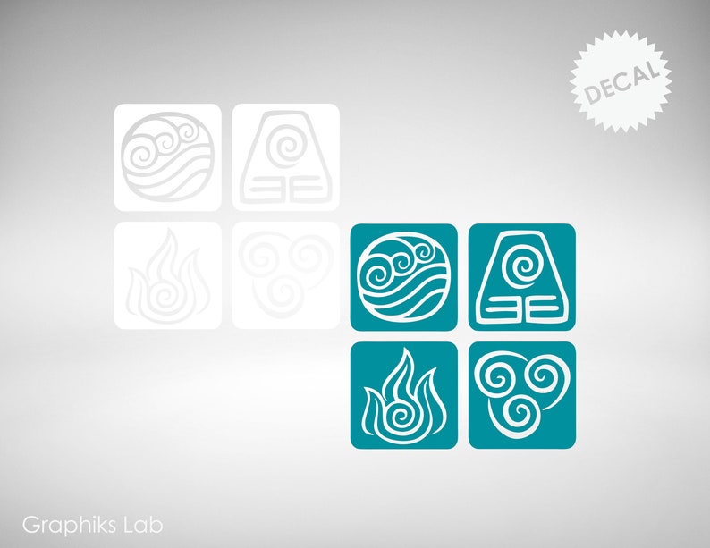 Calcomanía de vinilo del anime Avatar de las 4 Naciones imagen 2