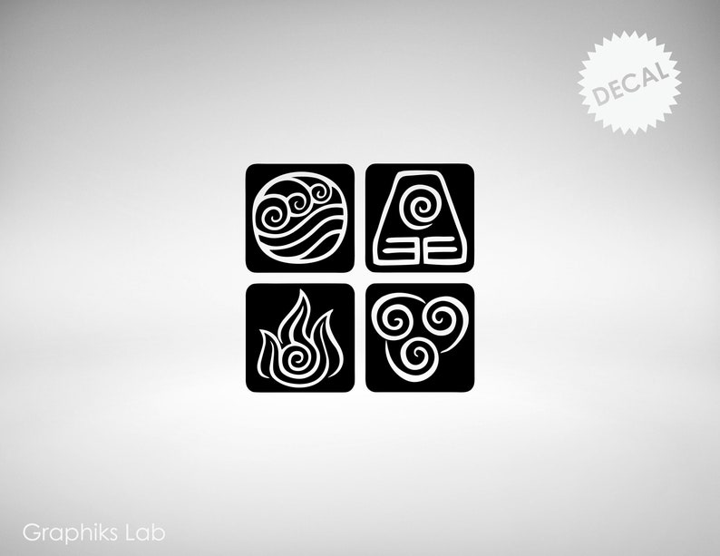 Calcomanía de vinilo del anime Avatar de las 4 Naciones imagen 1