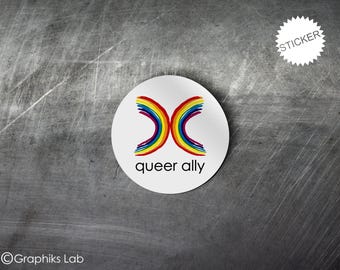 Queer Ally Rainbow Pride Vinyl Sticker