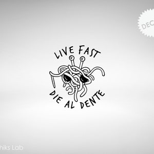 FSM Spaghetti Monster Vinyl Decal Live Fast Die Al Dente