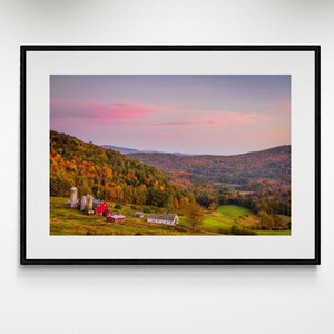 Framed Vermont Photo, Vermont, Autumn Photography, Rural Landscape, New England, Red Barn, Vermont Farm, Sunset Scene