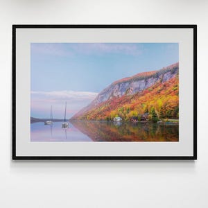 Framed Vermont Autumn Photo, Vermont, Fall Landscape, New England, Lake Willoughby
