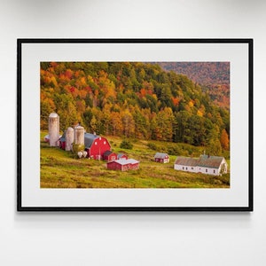 Framed Vermont Photo, Vermont, Autumn Photography, Rural Landscape, New England, Red Barn, Vermont Farm