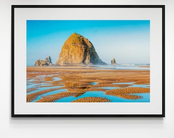 Cannon Beach Framed Print, Oregon Beach Print Art, Coastal Landscape Photography, Serene Ocean, Scene Wall Art, Seaside Landscape, Pacific